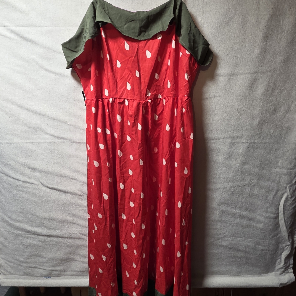 Red and Green Midi Dress